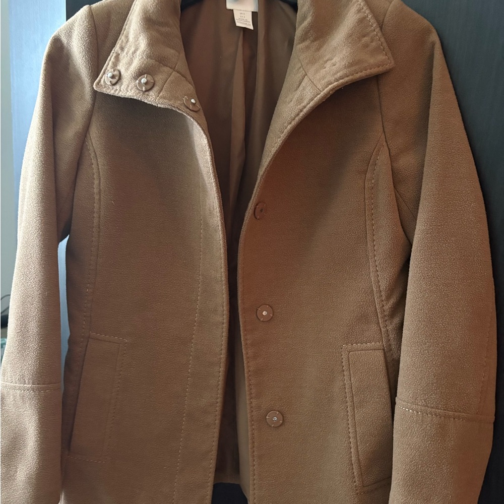 H&M Brown Pea Coat Wool Blend Structured